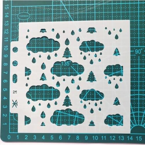 2pc Clouds Raindrop Stencil Painting Template DIY Walls Scrapbooking Diary Album Coloring Embossing Decoration Reusable