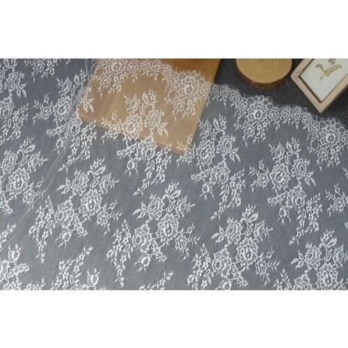 3M/Lot White Black 150CM Wide Eyelash Lace Fabric Wedding Dress Diy Lace Trim Craft Clothing Skirt Materials