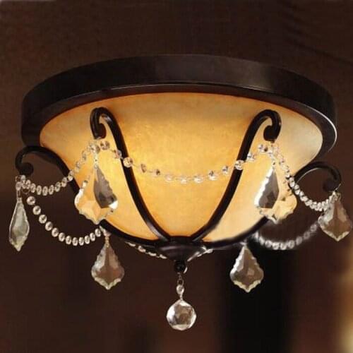 American ceiling lamp simple crystal wrought iron lamp Mediterranean living room bedroom lamp restaurant art dome light ZA81120