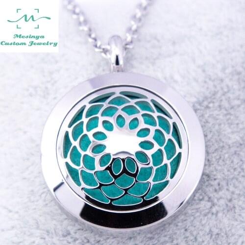 1 piece Mesinya 25mm Convex Yoga Lotus Aromatherapy /Essential Oils Stainless Steel Diffuser magnet Locket pendant Necklace