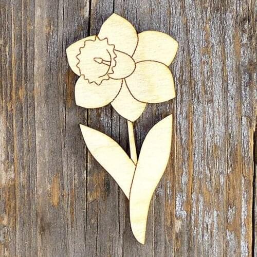 Wooden Daffodil Flower Leaves Craft Shape Ply Spring Trees Gardening