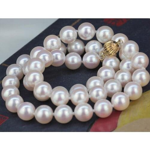 Elegant 10-11mm freshwater round white pearl necklace 18inch
