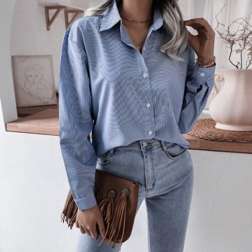 Женские рубашки в полоску FICUSRONG China At AliExpress