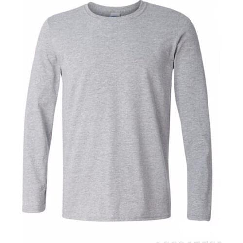 New Men T-Shirt Classic Solid Color Soft Cotton Blends Elasticity Long Sleeve Thin Bottom Shirt Casual Male T Shirt Top Tees