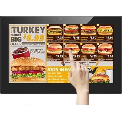 Hot selling android 15.6" all in one touch screen mini pos restaurant PC LCD advertising display stand tablet PC without battery