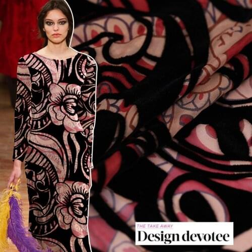 Custom high-quality hollow hollow silk burnout fabric silk velvet fabric silk clothing cheongsam fabric features fashion cloth