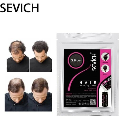 Sevich 10 Color Hair Fibers Keratin Hair Loss Building Fiber 25g/100g Hair Loss Concealer Instant Wig Regrowth Powders Black