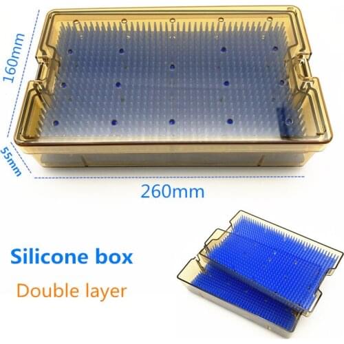 Sterilization tray box silicone Disinfection box Double layer dental eye instrument High temperature sterilization box