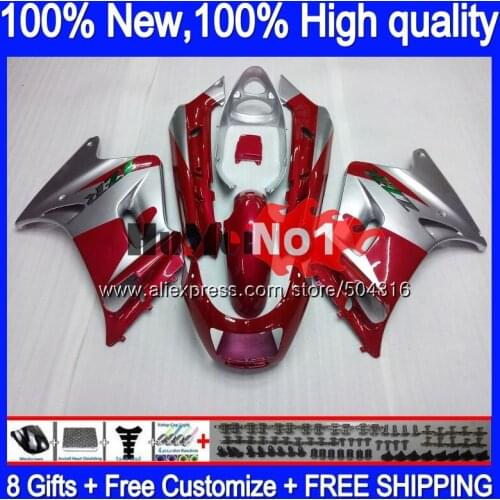 Body kit For KAWASAKI ZZR 250 90 91 92 93 94 99 81MC.4 ZZR-250 90-99 ZZR250 1990 1991 1992 1993 1994 1999 Fairing Red silvery