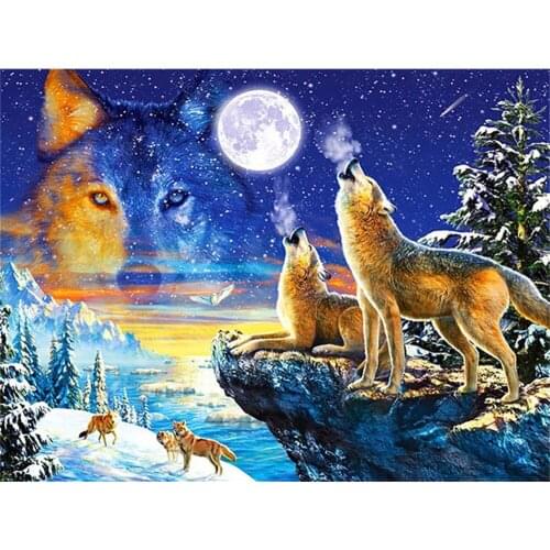 Wolf Animal Winter DIY Embroidery Cross Stitch 11CT Kits Needlework Craft Set Printed Canvas Cotton Thread Home Sale