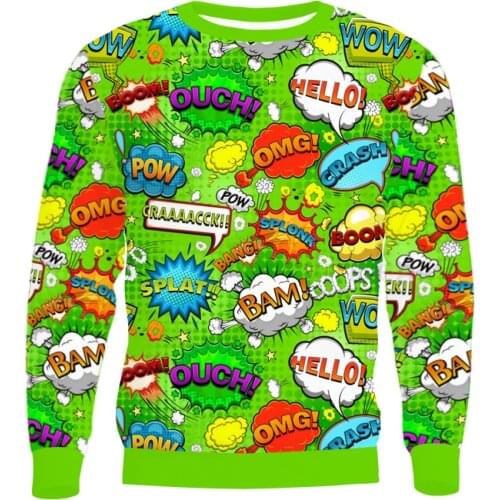New Fashion Men Women 3D Printed Sweatshirt Wow Pop Art Long Sleeve Fashion T Shirt Sport Pullover Tops Tees