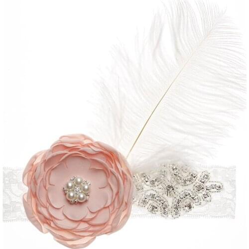 2018 New Flower Baby Headband Girls Lace Feather Headbands Shabby Chic Vintage Headwrap for party photo prop Hair Accessories