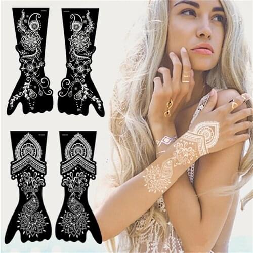 New Indian Henna Rose Lace Flower Tattoo Stencil Women Diy Body Legs Arm Art Airbrush Painting Mandala Tattoo Stencil Template