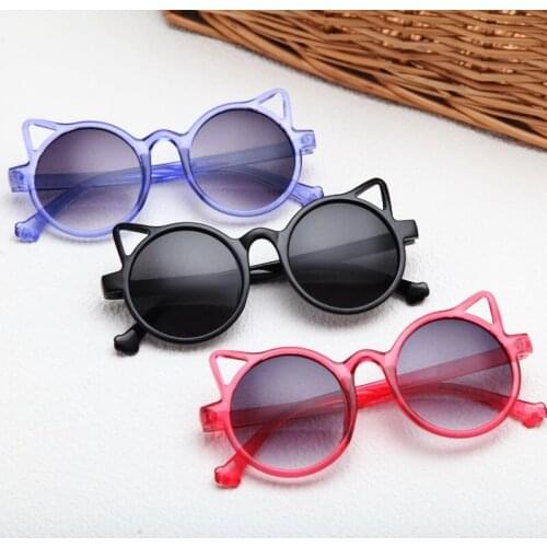 Cute Red Cat Ear Kids Sunglasses Girls Pink Purple White Children Glasses Baby Boys Round Eyeglasses Trends 2021 Party Outdoor