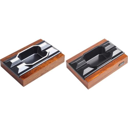 Solid Wood Cigar Ashtray Metal Smoking Tobacco Cigarette Ashtray High-grade Exquisite Creative Cigar Ashtray for Home Office