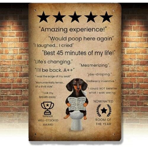 Retro Vintage Metal Sign Vintage Dachshund Amazing Experience Room of The Year Well Stocked Award Reproduction Metal Tin Sign