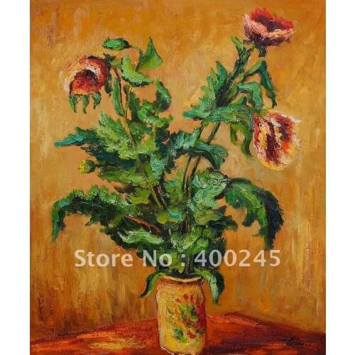 Christmas Gift Flower Oil painting Claud Monet artwork Green Poppies paintings reproduction high quality 100%handmade wall art