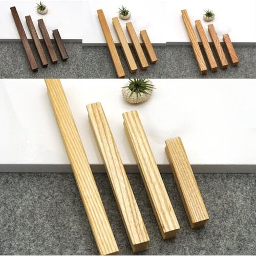 Natural Solid Wood Cabinet Handle With Screw Kitchen Cupboard Knobs Wardrobe Drawer Door Closet Dresser Pulls Furniture Hardware