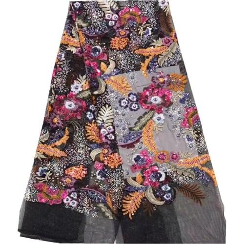 SJ Lace French Tulle Lace Fabric High Quality African Lace Fabric Heavy Sequins Nigerian Mesh Laces For Wedding Sewing wy3-51