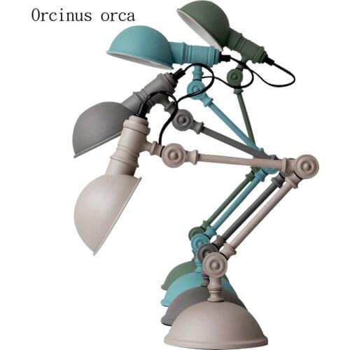 Nordic modern simple color mechanical arm desk lamp study bedroom bedside lamp American creative personality LED reading lamp