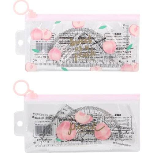 "SWEET PEACH LIMITED" Ruler Set M&G Kawaii School maths geometry set triangular protractor Cute rulers math student