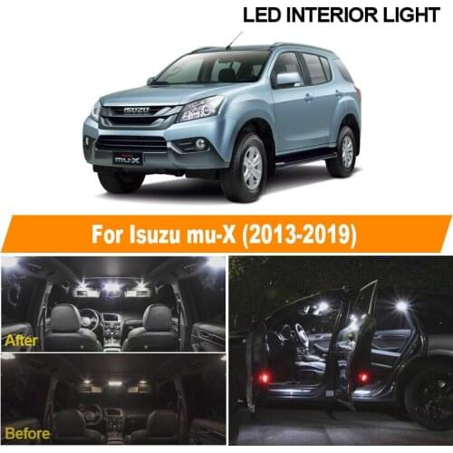 7pcs White Ice Blue No Error LED Bulbs Interior Dome Lamp Reading Light Kit For 2013-2019 Isuzu mu-X mux License Plate Light