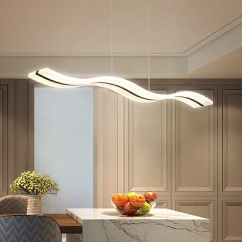 Ultra-thin LED restaurant chandelier Nordic simple modern personality wave bar table lamp personality S-shaped curve chandelier
