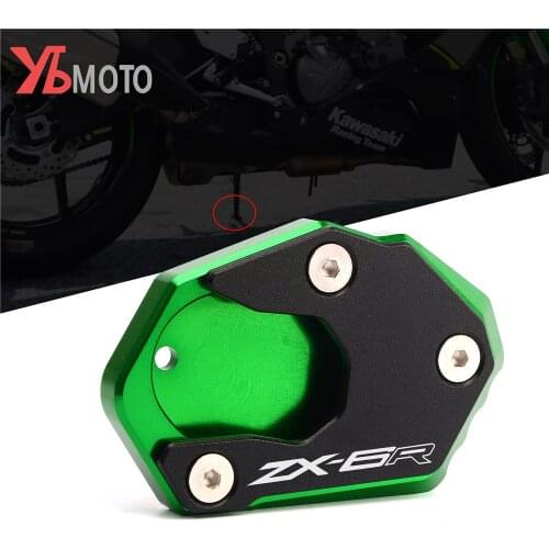 For Kawasaki Ninja ZX6R ZX-6R ZX 6R 2017 2018 2019 2020 Motorcycle CNC Alunimun Kickstand Plate Extension Pad Stand Enlarger