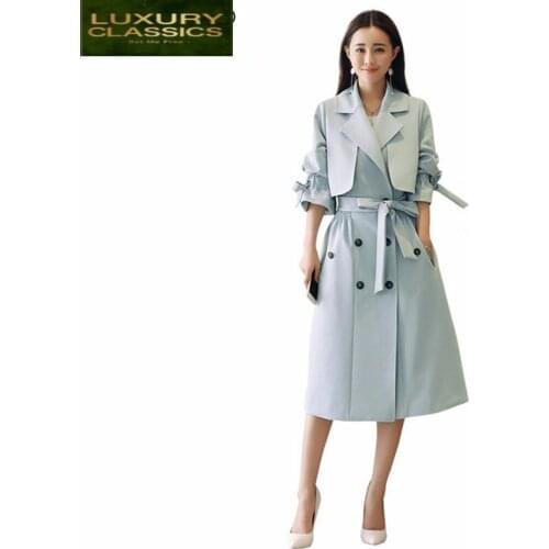 2021 Spring-Autumn Fashion Womens Long Windbreaker Trench Coat for Female Elegant Lady Sweet Office Work Clothes LWL459