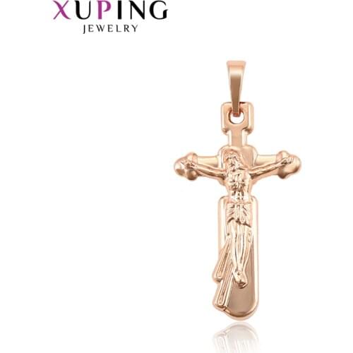Xuping Cross Shape Rose Gold Color Plated Character Image Pendant for Women New Arrival No Stone Jewelry Gifts 34534
