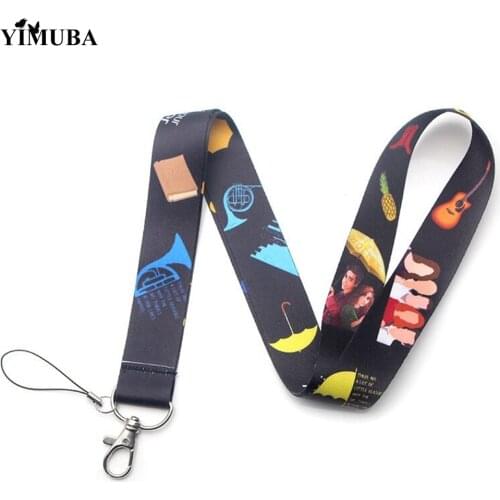 YIMUBA HIMYM TV Show Lanyards How I Met Your Mother Keychain Yellow Umbrella Blue French Horn Cartoon Pattern Ribbon Neck Straps