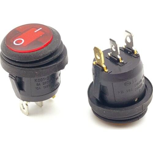 1pcs KCD1-105 round LED waterproof rocker push button switch 3Pin 2 position ON-OFF power switch 6A/10A 250V/125V AC Boat type