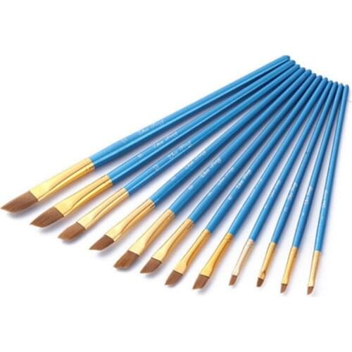 12pcs/set Artist Paint Brushes Set Acrylic Oil Watercolour Painting Craft Art Model Paint By Number Pen Brushes