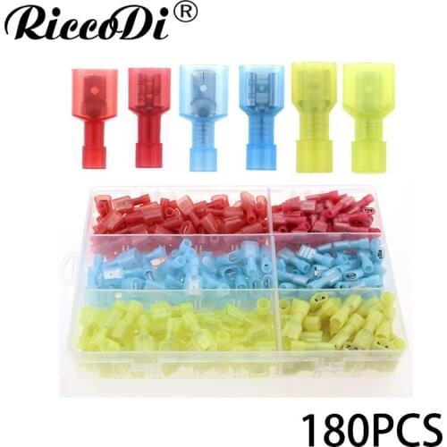180pcs 22-16 16-14 12-10 Gauge Nylon Fully Insulated Male/Female Spade Quick Splice Wire Connector