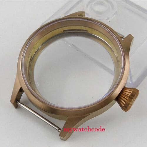 43mm bronze plated parnis Watch CASE sapphire glass fit 6498 6497 eat movement