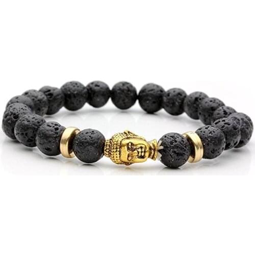 8mm Natural stone CHAKRA bracelet Buddha head energy lava-rock bead string bracelet 100pcs/lot