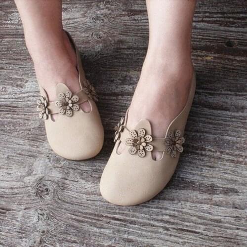 Womens Flat Shoes Slip-on Ballet Flats 100% Genuine Leather Loafers Womens Mocassins Summer Footwear Rubber Sole