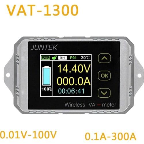 VAT-1300 DC 0.01-100V 0.01-300A Wireless Bi-directional Voltage Current VAT1300 Meter Ammeter Voltmeter Capacity Coulomb Counter