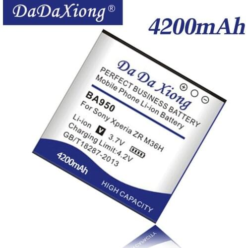 DaDaXiong 4200mAh BA950 Li-ion Phone Battery For Sony Ericsson Xperia ZR SO-04E M36h C5502 C5503 AB-0300 Phone Battery