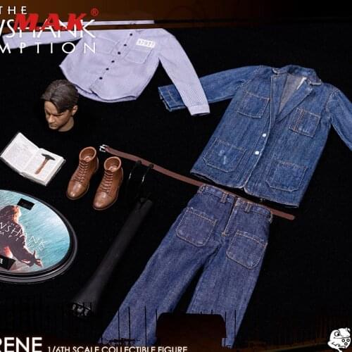 DAFTOYS 1/6 scale action figure Andy Denim suit Shirt with head carving set fit 12 inch male figure body in stock