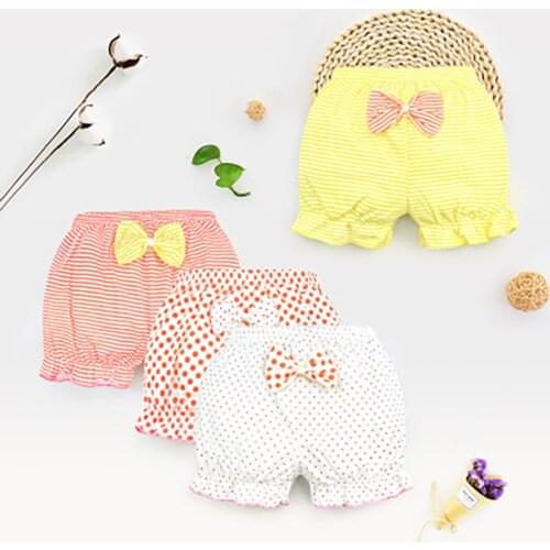 Baby Underwear Girls Shorts Bow Polka Dots Striped Shorts Newborn Baby Bread Pants Summer Shorts 0-2Y