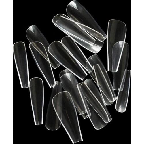 Long Fake Nails - Clear Acrylic Coffin Shaped Ballerina Nails Tips 500pcs Full Cover False Nail Artificial Nail,10 Sizes