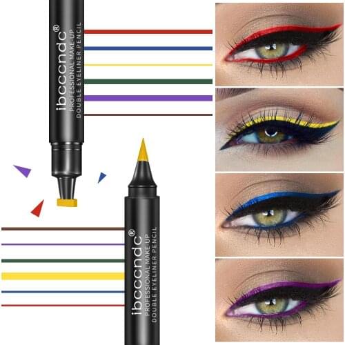 1Pcs Double-Headed Seal Black Blue Eyeliner Triangle Seal Eyeliner 2-1 Waterproof Eyeliner Stamp Contouring Makeup Cosmetics