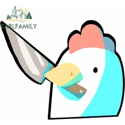 EARLFAMILY 13cm x 10.4cm For Simple Knife Chicken Car Stickers Windshield Decal Vinyl Material Car Door Protector Decoration