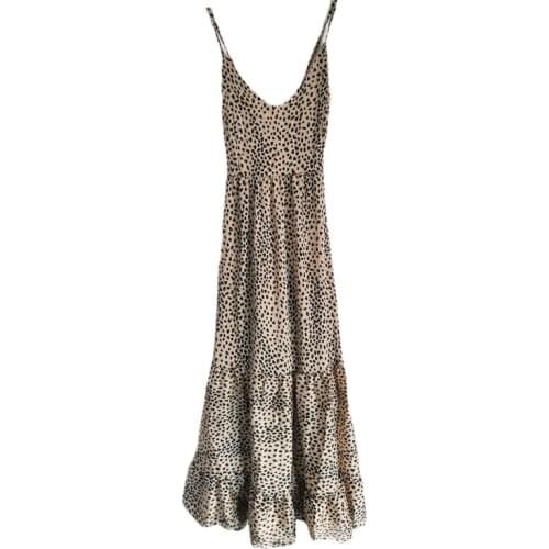 Foridol Elegant Backless Lace Up Summer Dress Women Clothing Sleeveless Leopard Maxi Boho Beach Dress Lady Long Vestido Feminino