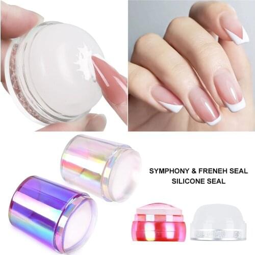 French Nail Template Transparent Silicone Stamps Nail Mold Stamping Template Scraper Transfer Hot Stamping Decal Nail Tool Set