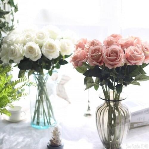 3pcs/lot silk rose artificial flowers 13 colors fake flowers high quality wedding decoration party home table accessories decor