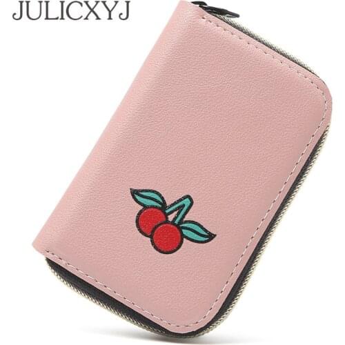 JULICXYJ Brand Women Card Bags Holder Strawberry Banana Cherry Extendable ID Card Case Wallet Mini Purse Carteira Femme Mujer