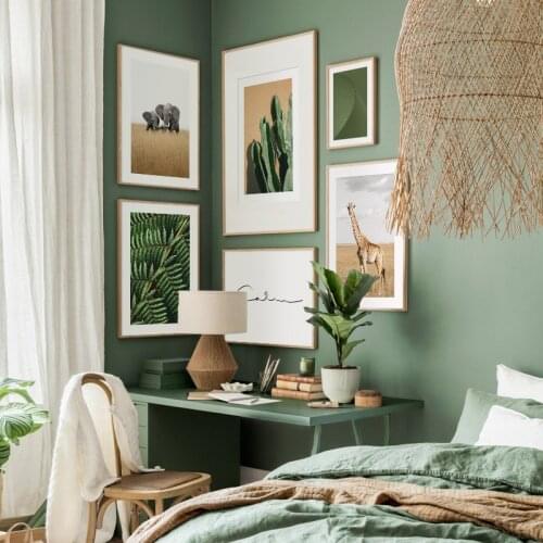 Elephant Giraffe Tropical Plant Cactus Desert Wall Art Print Paper Canvas Painting Nordic Poster Decor Pictures For Living Room