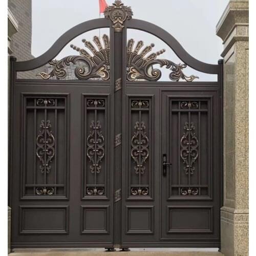 China Remote Control Metal Wrought Iron Aluminum Driveway Gates Hc-nag17